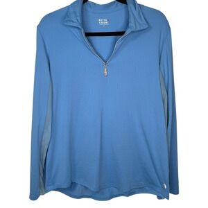 Bette‎ & Court Womens Blue Textured Quarter Zip Long Sleeve Golf Top Pullover XL